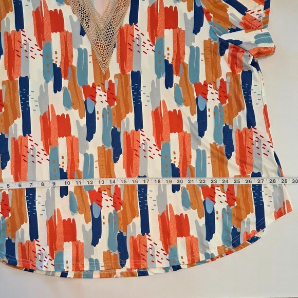 Women's Bold Abstract Multicolor Print V-Neck Blouse, 4XL - Picture 10 of 11